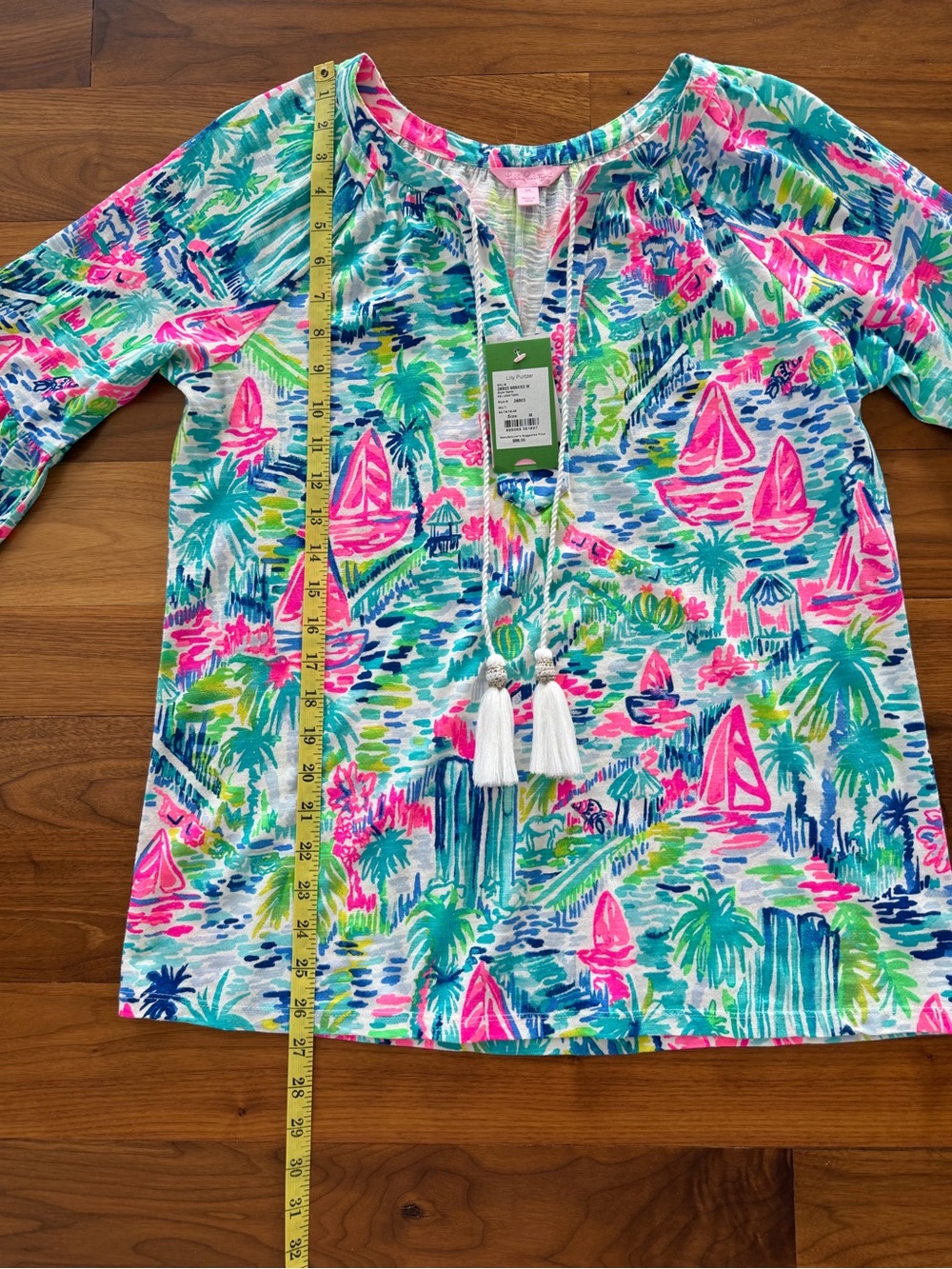NWT Lilly Pulitzer Del Lago Tunic Top Salt In The Air Pink Blue Sailboat Size M - Picture 6 of 16